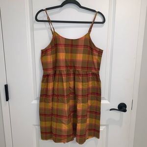 Madewell Yellow Plaid Babydoll Cami Dress Size M